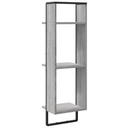 Berkfield Home 3-Tier Wall Shelf Grey Sonoma 30x25x100 cm Engineered Wood - Size: 30 x 25 x 100 cm - thumbnail 6