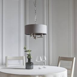 First Choice Lighting Chatsworth - Brushed Chrome Semi Flush Light with Slate Grey Shade in Silver - thumbnail 3