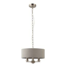 First Choice Lighting Chatsworth - Brushed Chrome Semi Flush Light with Slate Grey Shade in Silver