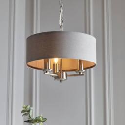 First Choice Lighting Chatsworth - Brushed Chrome Semi Flush Light with Slate Grey Shade in Silver - thumbnail 8
