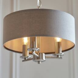 First Choice Lighting Chatsworth - Brushed Chrome Semi Flush Light with Slate Grey Shade in Silver - thumbnail 4