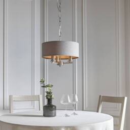 First Choice Lighting Chatsworth - Brushed Chrome Semi Flush Light with Slate Grey Shade in Silver - thumbnail 7