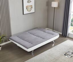 Comfy Living Ltd Charcoal Grey & White Fabric Sofa Bed 3 Seater With Faux Leather - thumbnail 2