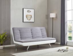 Comfy Living Ltd Charcoal Grey & White Fabric Sofa Bed 3 Seater With Faux Leather - thumbnail 1