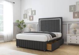 "Sloomy Boston Chrome Dumfries Divan Base No Drawers-26"" Headboard- Footboard in Dark Grey - Size: Small Double" - thumbnail 4