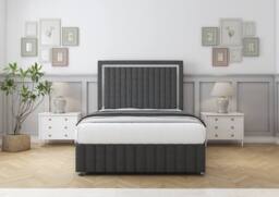 "Sloomy Boston Chrome Dumfries Divan Base No Drawers-26"" Headboard- Footboard in Dark Grey - Size: Small Double" - thumbnail 2