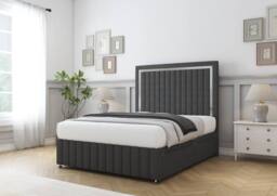 "Sloomy Boston Chrome Dumfries Divan Base No Drawers-26"" Headboard- Footboard in Dark Grey - Size: Small Double" - thumbnail 3