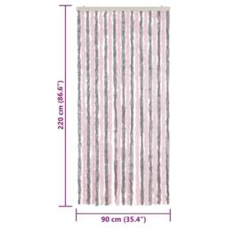 Berkfield Home Fly Curtain Silver Grey & Pink 90x220 cm Chenille - thumbnail 7