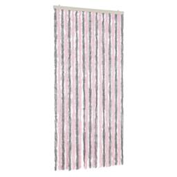 Berkfield Home Fly Curtain Silver Grey & Pink 90x220 cm Chenille