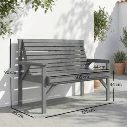 OUTSUNNY Wooden Garden Bench 2 Seater, Patio Bench for Indoor Outdoor in Grey - Size: 2 Seater - thumbnail 3