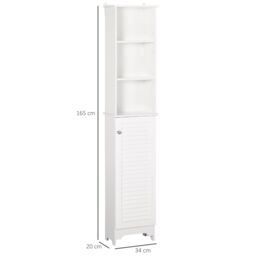 HOMCOM Tall Cabinet Storage Cupboard Floor Standing Bathroom Furniture in White - thumbnail 3