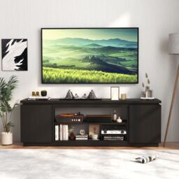 "Gymax TV Cabinet for TVs up to 80"" 178CM Media Console Table in Black" - thumbnail 4