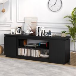 "Gymax TV Cabinet for TVs up to 80"" 178CM Media Console Table in Black" - thumbnail 5