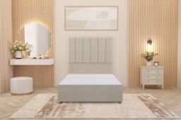 "Somnior Austin Divan Bed Base & 54"" Floor Standing Headboard Linen Fabric in Beige - Size: Small Single" - thumbnail 2