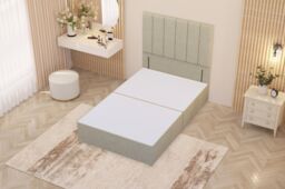 "Somnior Austin Divan Bed Base & 54"" Floor Standing Headboard Linen Fabric in Beige - Size: Small Single" - thumbnail 3