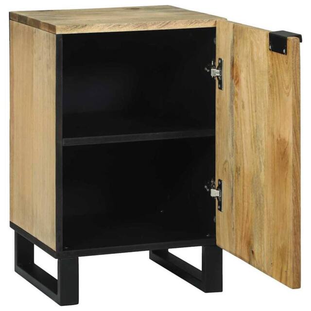 Berkfield Home Modern Bathroom Cabinet 38x33.5x58 cm Solid Wood Mango & Engineer in Beige - image 1