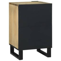 Berkfield Home Modern Bathroom Cabinet 38x33.5x58 cm Solid Wood Mango & Engineer in Beige - thumbnail 6