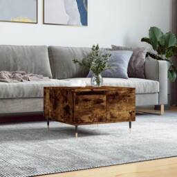 Berkfield Home Modern Coffee Table Smoked Oak 55x55x36.5 cm Engineered Wood in Brown - thumbnail 2