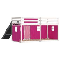 Berkfield Home Bunk Bed without Mattress with Slide & Curtains Pink 90x200 cm - thumbnail 9
