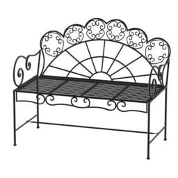 OUTSUNNY Garden Bench, Metal Outdoor Patio Garden Loveseat, Black - Size: 2 Seater - thumbnail 2