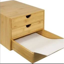 FORGEVIO 3-Tier Bamboo Desktop Drawer Organiser, Home Office Stationery in Brown - thumbnail 3