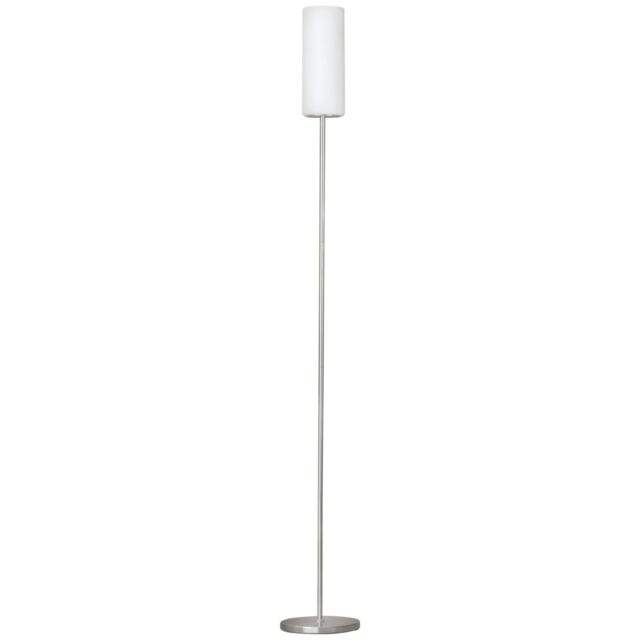 Loops Floor Lamp Light Satin Nickel Shade White Painted Satin Glass Bulb E27 1x60W in Metallics - image 1