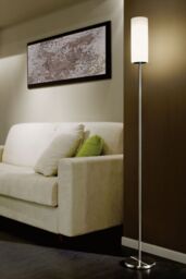 Loops Floor Lamp Light Satin Nickel Shade White Painted Satin Glass Bulb E27 1x60W in Metallics - thumbnail 3