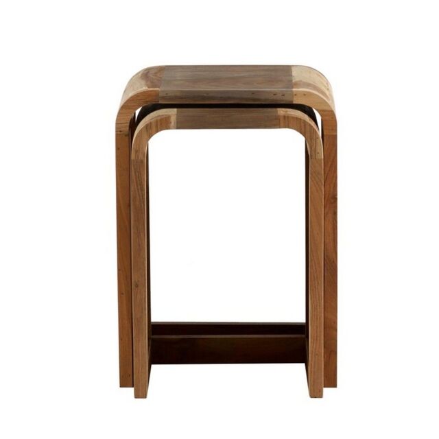 Indian Hub Aspen Nest of 2 Tables - Metal/Wood - L35 x W40 x H55 cm in Brown - image 1