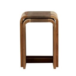 Indian Hub Aspen Nest of 2 Tables - Metal/Wood - L35 x W40 x H55 cm in Brown - thumbnail 1