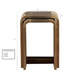 Indian Hub Aspen Nest of 2 Tables - Metal/Wood - L35 x W40 x H55 cm in Brown - thumbnail 3