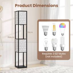 Costway 2-Light Floor Lamp Freestanding Display Light with Shelves in Brown - thumbnail 2