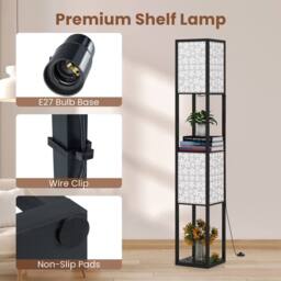 Costway 2-Light Floor Lamp Freestanding Display Light with Shelves in Brown - thumbnail 9