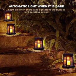 Havendro 2Pcs Solar LED Lantern Lights Waterproof Lawn Garden UK in Black - thumbnail 5