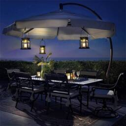 Havendro 2Pcs Solar LED Lantern Lights Waterproof Lawn Garden UK in Black - thumbnail 4