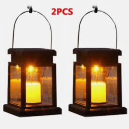 Havendro 2Pcs Solar LED Lantern Lights Waterproof Lawn Garden UK in Black - thumbnail 3