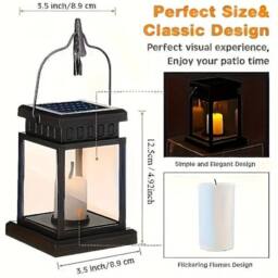 Havendro 2Pcs Solar LED Lantern Lights Waterproof Lawn Garden UK in Black - thumbnail 2