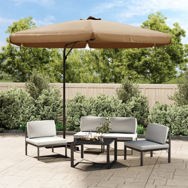 Berkfield Home Outdoor Parasol with Steel Pole 300 cm Taupe in Beige - image 1