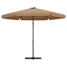 Berkfield Home Outdoor Parasol with Steel Pole 300 cm Taupe in Beige - thumbnail 4