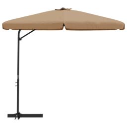 Berkfield Home Outdoor Parasol with Steel Pole 300 cm Taupe in Beige - thumbnail 3