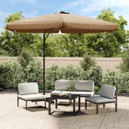 Berkfield Home Outdoor Parasol with Steel Pole 300 cm Taupe in Beige
