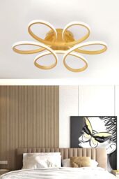 Living and Home 52W Modern Gold Acrylic Petal LED Semi Ceiling Light - thumbnail 3