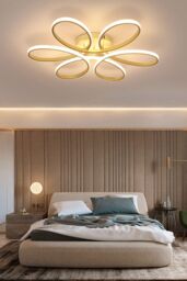Living and Home 52W Modern Gold Acrylic Petal LED Semi Ceiling Light - thumbnail 2