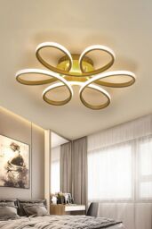 Living and Home 52W Modern Gold Acrylic Petal LED Semi Ceiling Light