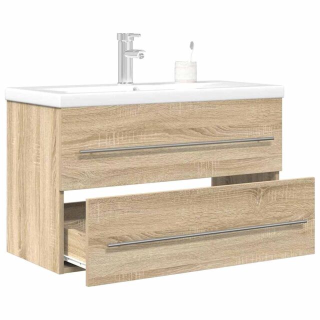 Berkfield Home 2 Piece Bathroom Furniture Set Sonoma Oak Engineered Wood in Brown - image 1
