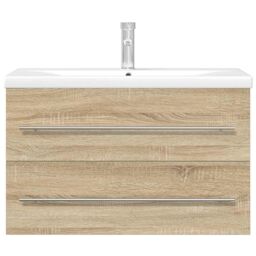 Berkfield Home 2 Piece Bathroom Furniture Set Sonoma Oak Engineered Wood in Brown - thumbnail 4