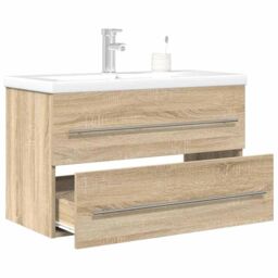 Berkfield Home 2 Piece Bathroom Furniture Set Sonoma Oak Engineered Wood in Brown - thumbnail 1