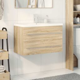 Berkfield Home 2 Piece Bathroom Furniture Set Sonoma Oak Engineered Wood in Brown - thumbnail 3