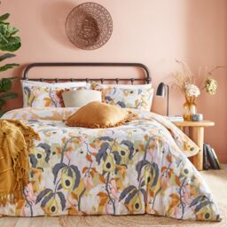 Furn Huerta Tropical Flora Duvet Cover Set in Pale Orange - Size: King - thumbnail 1
