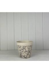 KDMD Beige Earthy Natural Bamboo Flower Pot with Silhouette Branch Design - thumbnail 1