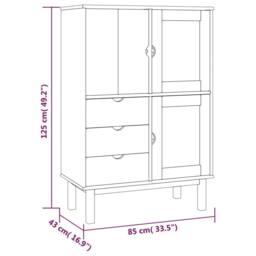 Berkfield Home Highboard OTTA Brown & Grey 85x43x125 cm Solid Wood Pine - Size: 85 x 43 x 125 cm - thumbnail 6